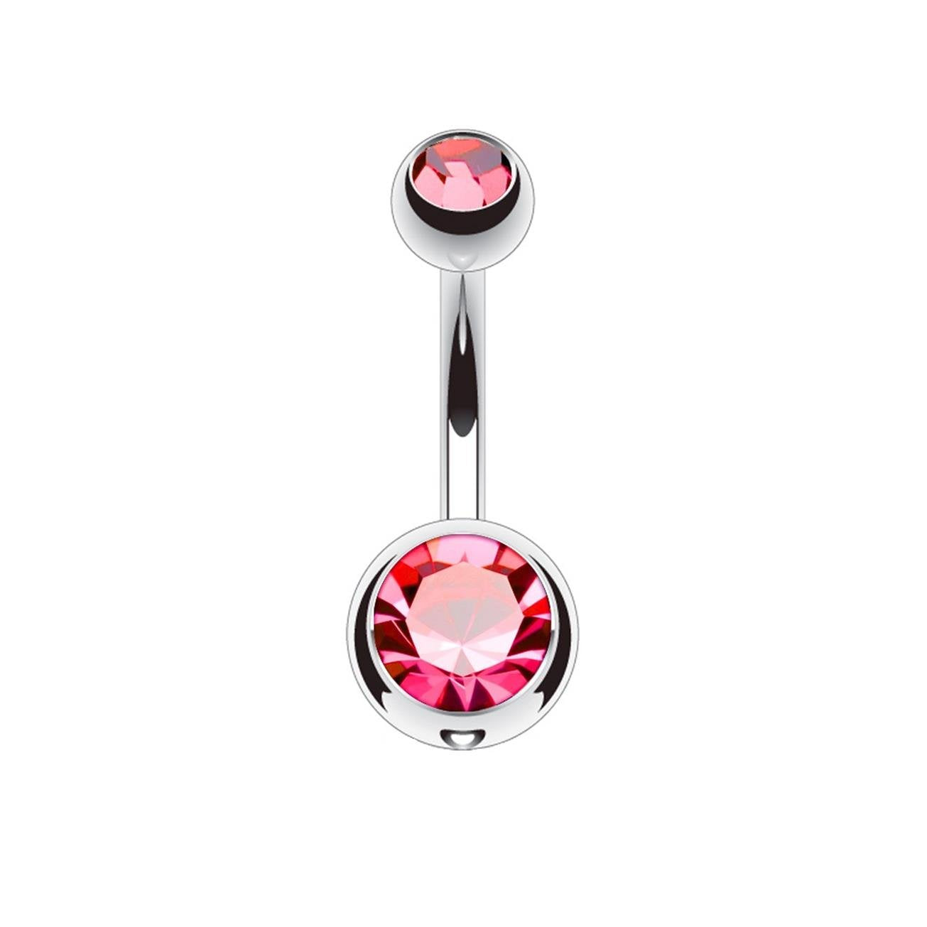 Bauchnabelpiercing 2 ZIRKONIA Nabelpiercing Chirurgenstahl Bananabell Silber Multicolor Stab 1,6/10mm Kugeln 4/6mm