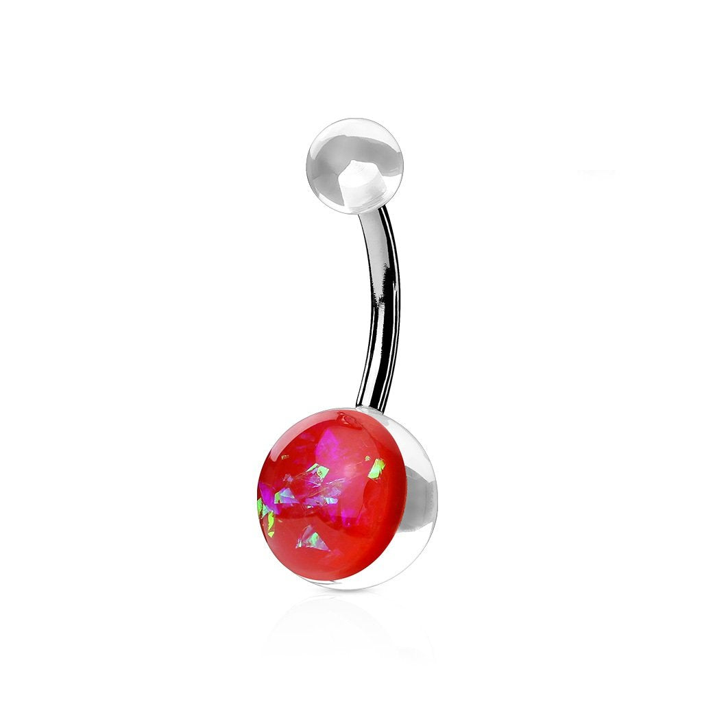 Bauchnabelpiercing Glitzer-OPAL1,6mm 10mm Nabelpiercing Chirurgenstahl Bananabell Acryl Silber Lila Blau Clear Grün Pink Aqua Rot