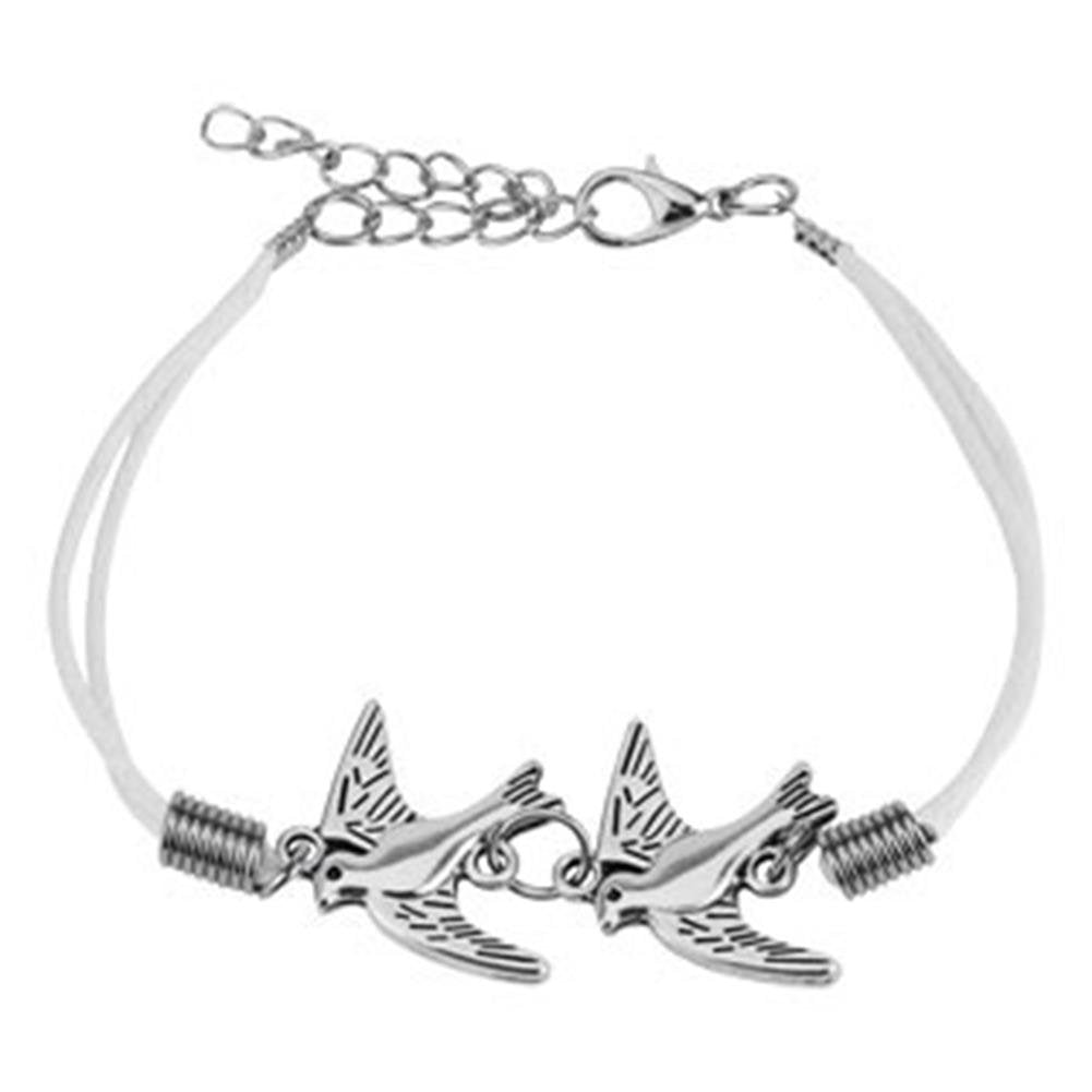 Wickelarmband TAUBEN Länge 250mm Breite 2,88mm verstellbar Karabinerverschluss Kunstleder Edelstahl Seil Unisex