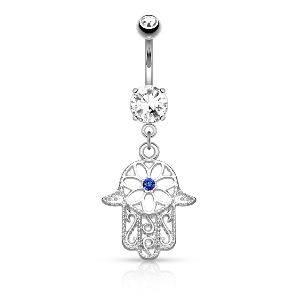Bauchnabelpiercing Set 1,6mm 10mm Hamsa 17 x 14,7mm Nabelpiercing Chirurgenstahl Bananabell Zirkonia Farben Gold Silber Roségold