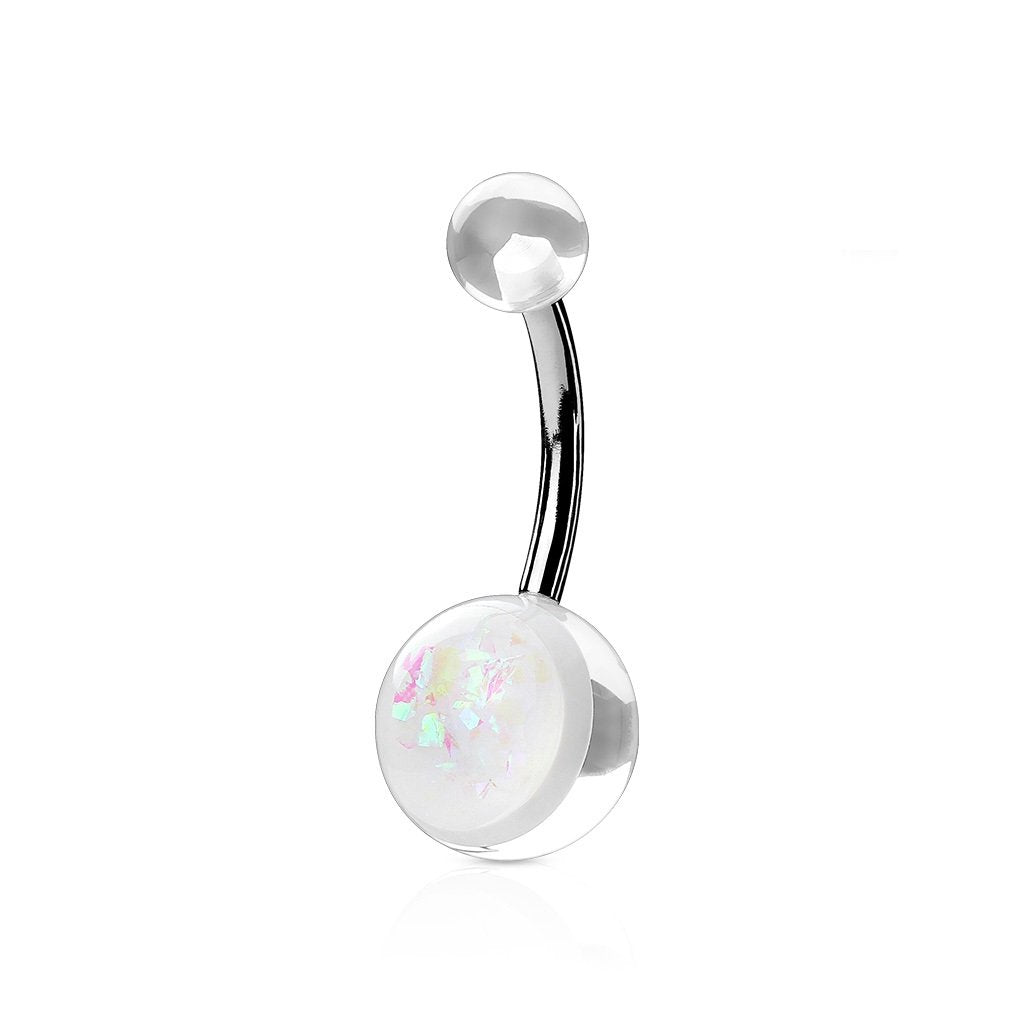 Bauchnabelpiercing Glitzer-OPAL1,6mm 10mm Nabelpiercing Chirurgenstahl Bananabell Acryl Silber Lila Blau Clear Grün Pink Aqua Rot