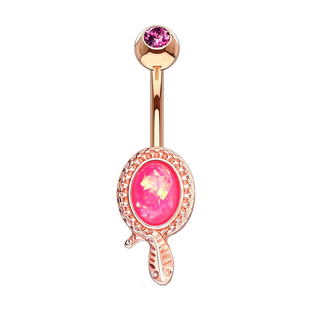 Bauchnabelpiercing Glitzer-Opal Schlange Nabelpiercing Chirurgenstahl Bananabell Silber Gold Weiß Pink Blau Stab 1,6/10mm