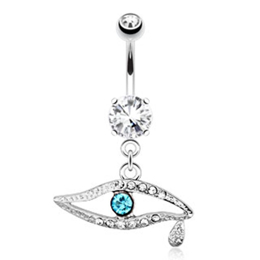 Bauchnabelpiercing Hamsa-Hand Anhänger 1,6mm 10mm Nabelpiercing Chirurgenstahl Bananabell Zirkonia 14 Karat Gold Silber Clear Aqua