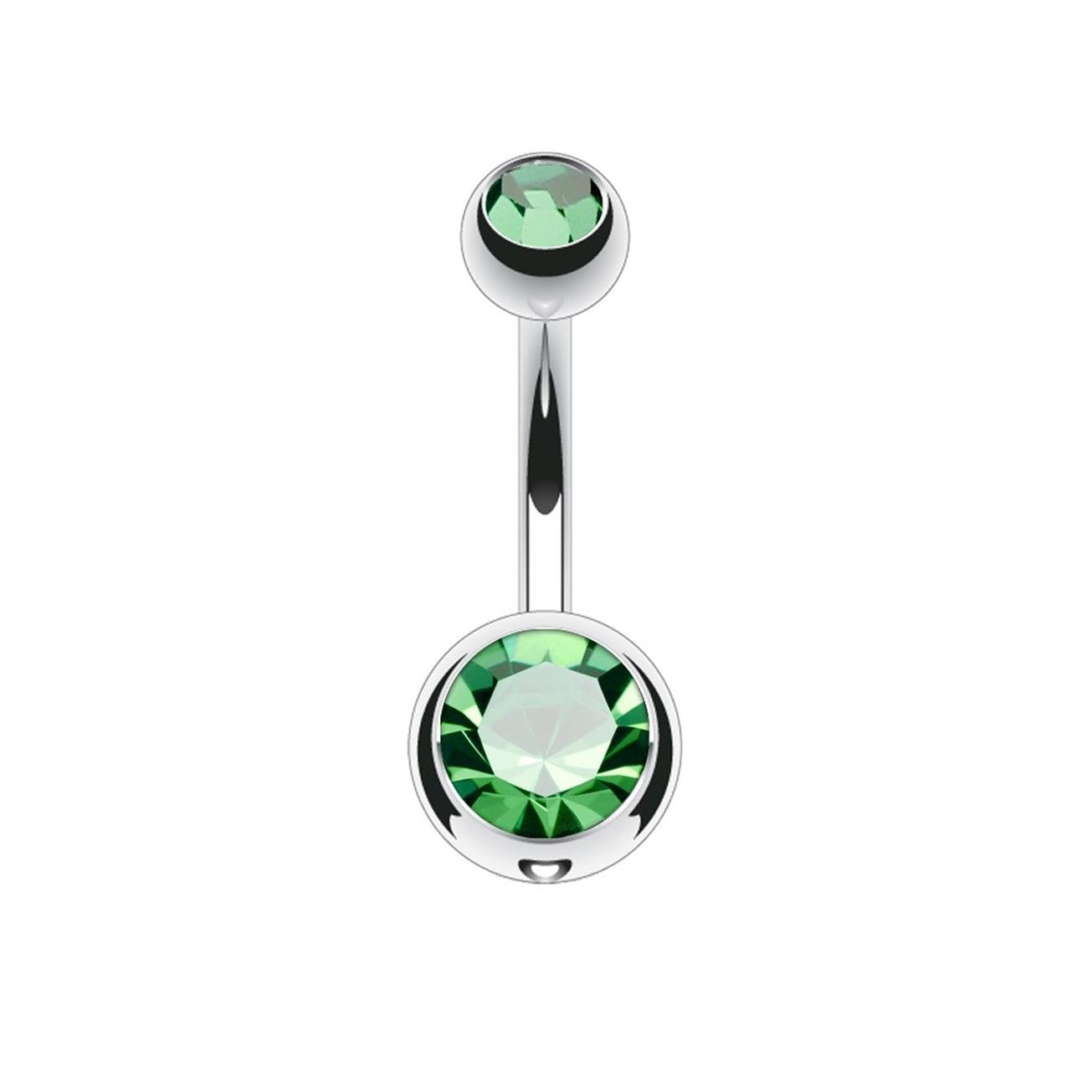 Bauchnabelpiercing 2 ZIRKONIA Nabelpiercing Chirurgenstahl Bananabell Silber Multicolor Stab 1,6/10mm Kugeln 4/6mm