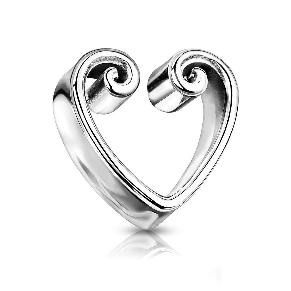Ohrtunnel Vintage-Herz Gold Ohrpiercing Chirurgenstahl Ohrschmuck Plug 8-25mm Sattelverschluss