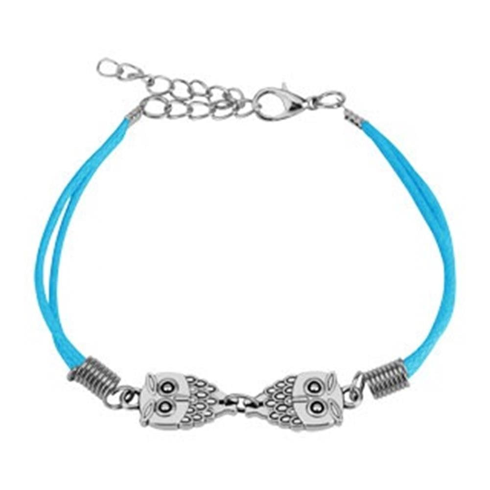 Wickelarmband Eule Länge 235mm Breite 2,04mm verstellbar Karabinerverschluss Kunstleder Seil Unisex braun schwarz pink blau Weiss
