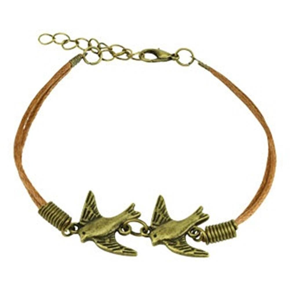 Wickelarmband TAUBEN Länge 250mm Breite 2,88mm verstellbar Karabinerverschluss Kunstleder Edelstahl Seil Unisex