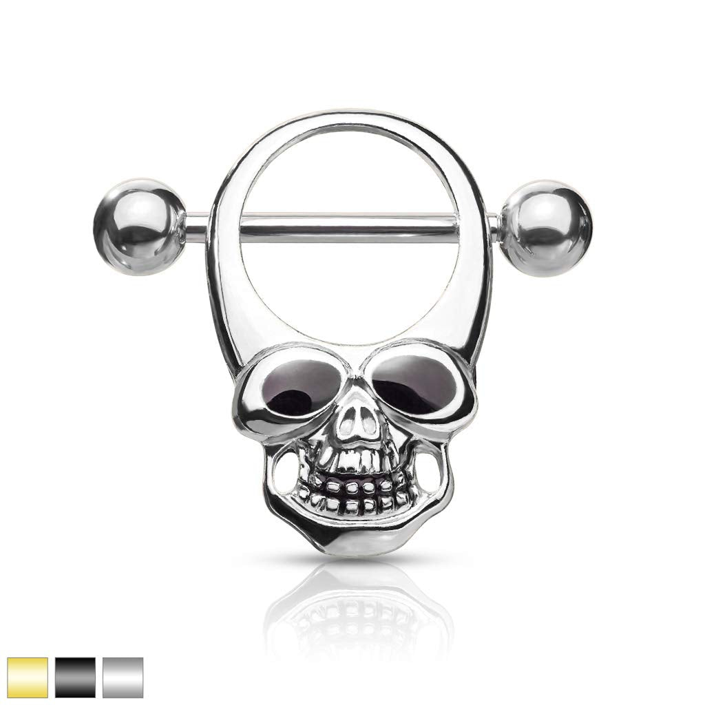 Brustwarzenpiercing Totenkopf Enamel-Augen Brustpiercing Nippelpiercing Chirurgenstahl Gold Silber Schwarz Stab 1,6/16mm