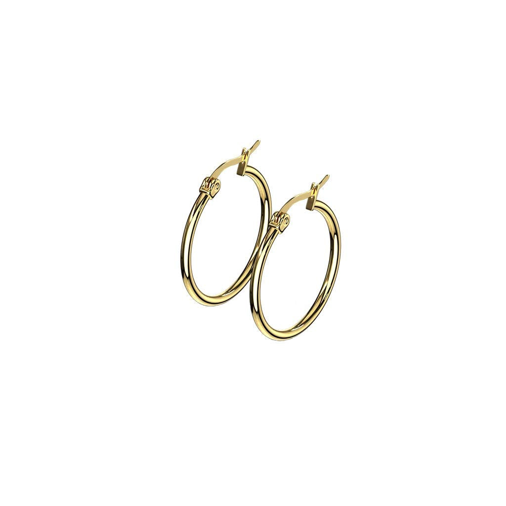 1 Paar Damen CREOLEN Ohrringe Ohrstecker Chirurgenstahl Gold 10 15 20 25 30 35 40 45 50 55 60 65 70 75 mm