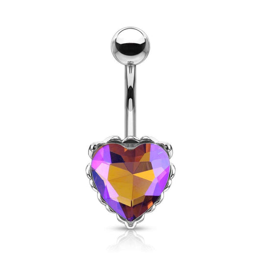 Bauchnabelpiercing Regenbogen-Effekt Kristall Herz Nabelpiercing Chirurgenstahl Bananabell viele Farben Stab 1,6/10mm