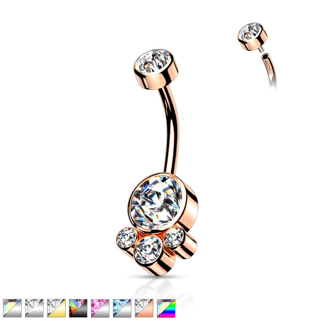 Bauchnabelpiercing Cluster Kristalle Rund Nabelpiercing Chirurgenstahl Bananabell viele Farben Stab 1,6/10mm