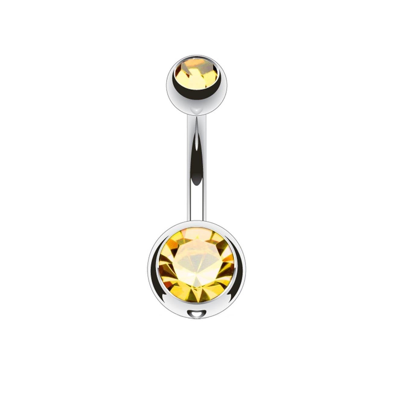 Bauchnabelpiercing 2 ZIRKONIA Nabelpiercing Chirurgenstahl Bananabell Silber Multicolor Stab 1,6/10mm Kugeln 4/6mm