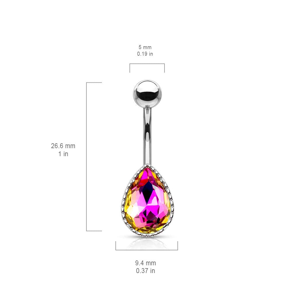 Bauchnabelpiercing Regenbogen-Effekt Kristall Tropfen Nabelpiercing Chirurgenstahl Bananabell viele Farben Stab 1,6/10mm