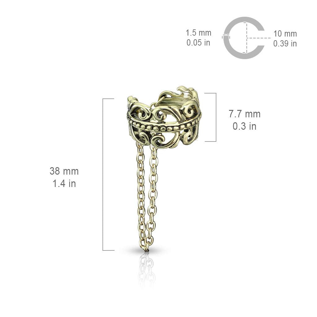 Ohrklemme KELTISCHES HERZ KETTEN-ANHÄNGER Ohrringe Ohrclip Fake-Piercing Messing Silber Gold