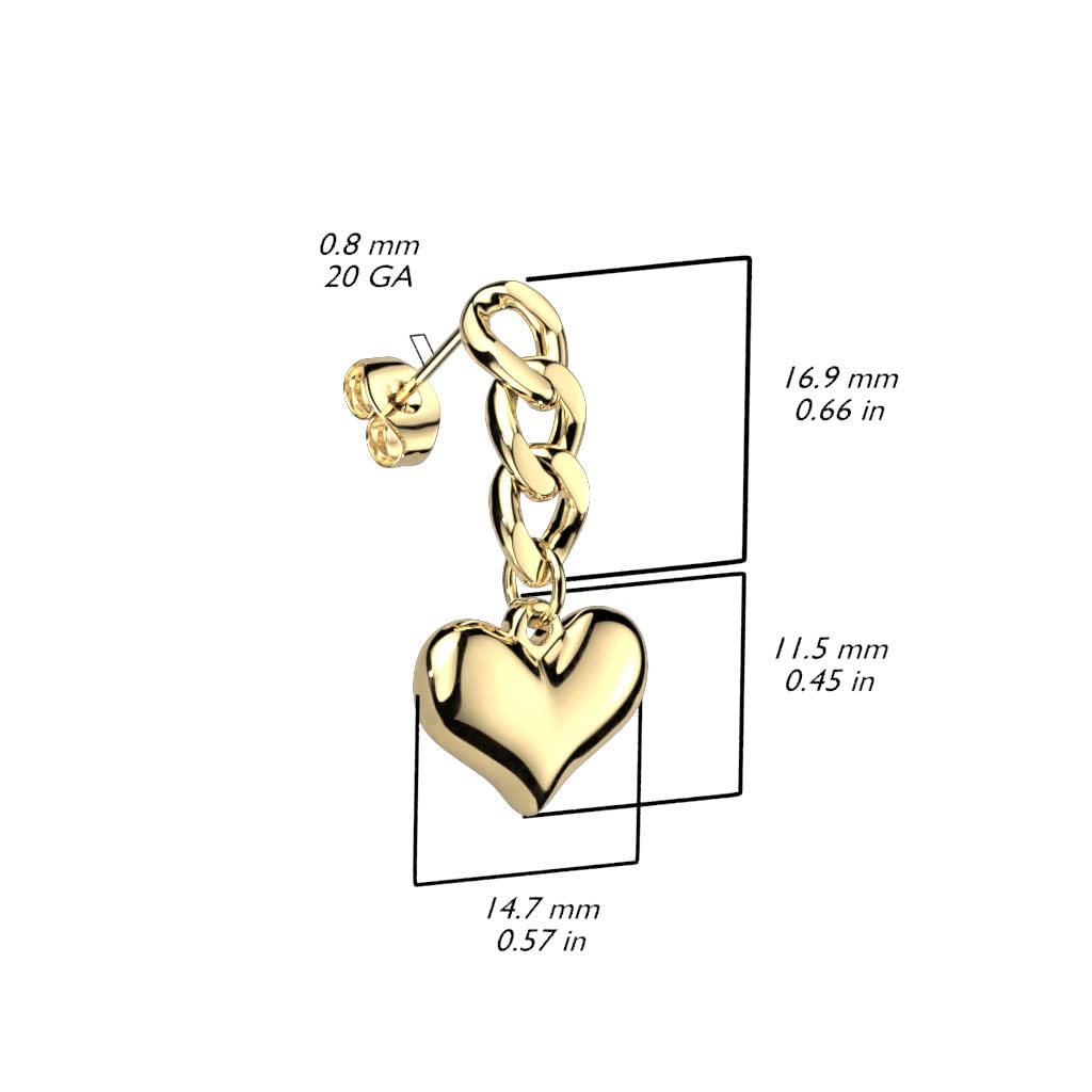 1 Paar Damen Ohrstecker Ketten-Glieder Herz Anhänger Ohrringe Ohrhänger Silber Gold