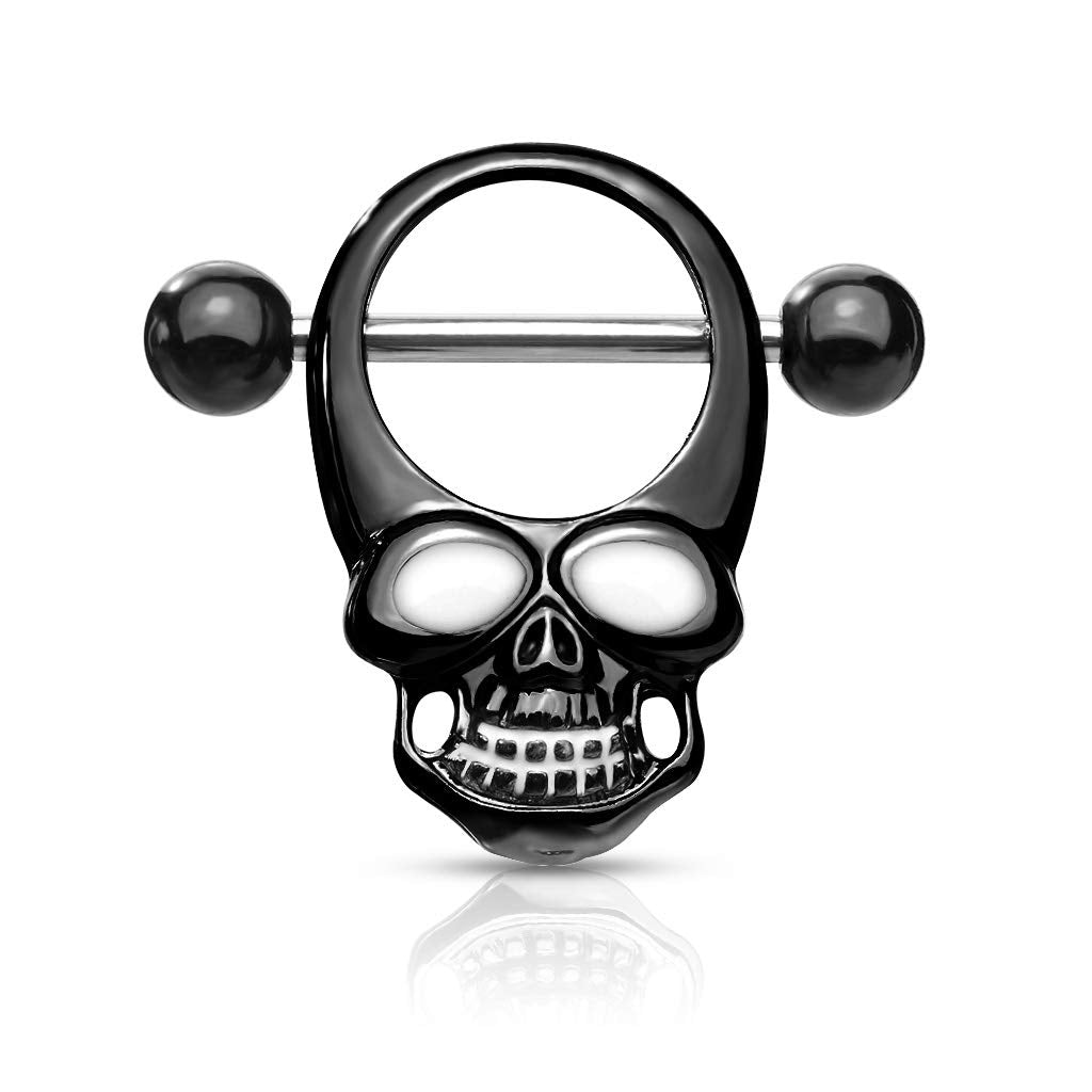 Brustwarzenpiercing Totenkopf Enamel-Augen Brustpiercing Nippelpiercing Chirurgenstahl Gold Silber Schwarz Stab 1,6/16mm