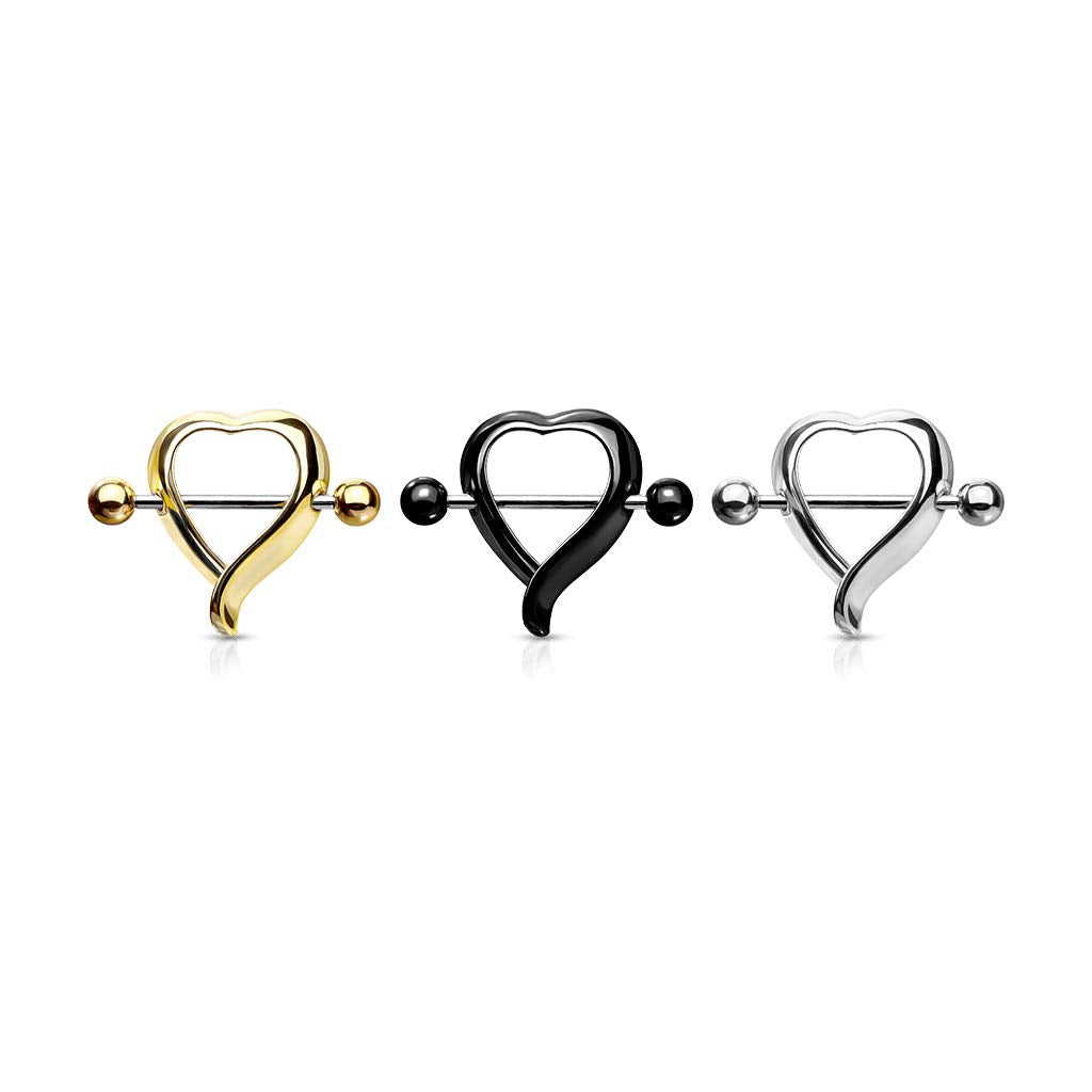 Brustwarzenpiercing Herz Brustpiercing Nippelpiercing Intimpiercing Chirurgenstahl Gold Silber Schwarz Stab 1,6/19mm