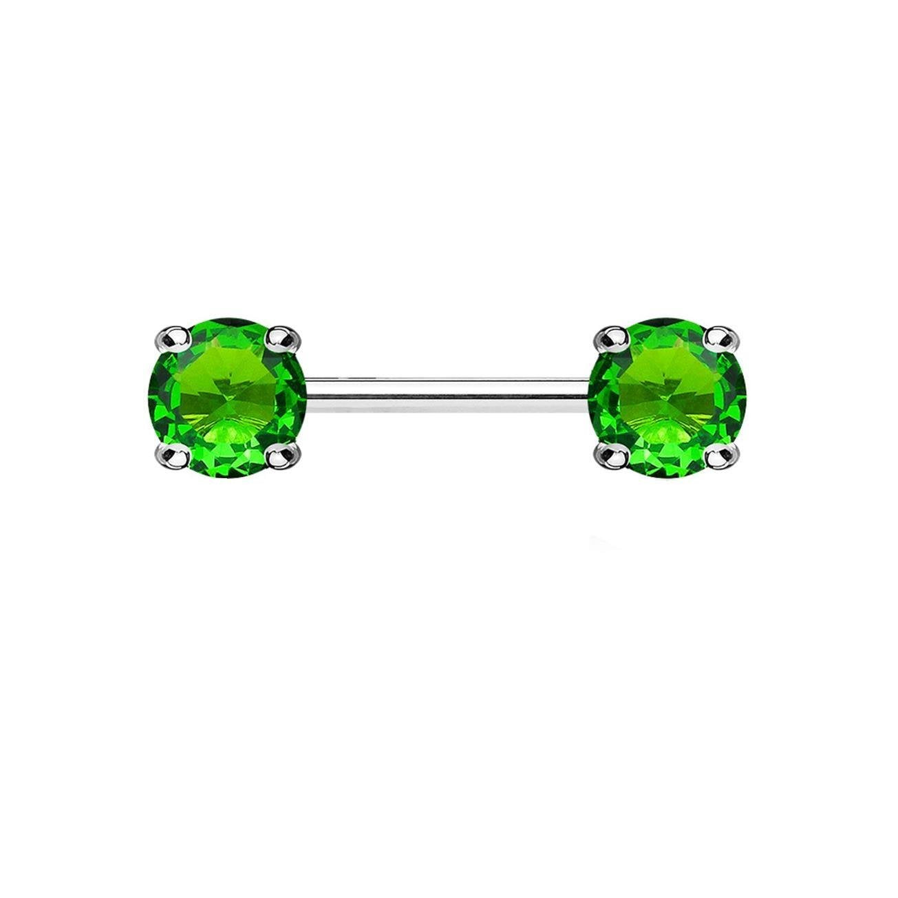 Brustwarzenpiercing 2 Grosse RUNDE ZIRKONIA Brustpiercing Nippelpiercing Edelstahl viele Farben Stab 1,6mm 12+mm