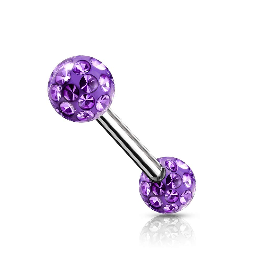 Brustwarzenpiercing 2 Pavé Kristall-Kugeln 5/6mm Brustpiercing Nippelpiercing Chirurgenstahl Stab 12/16mm