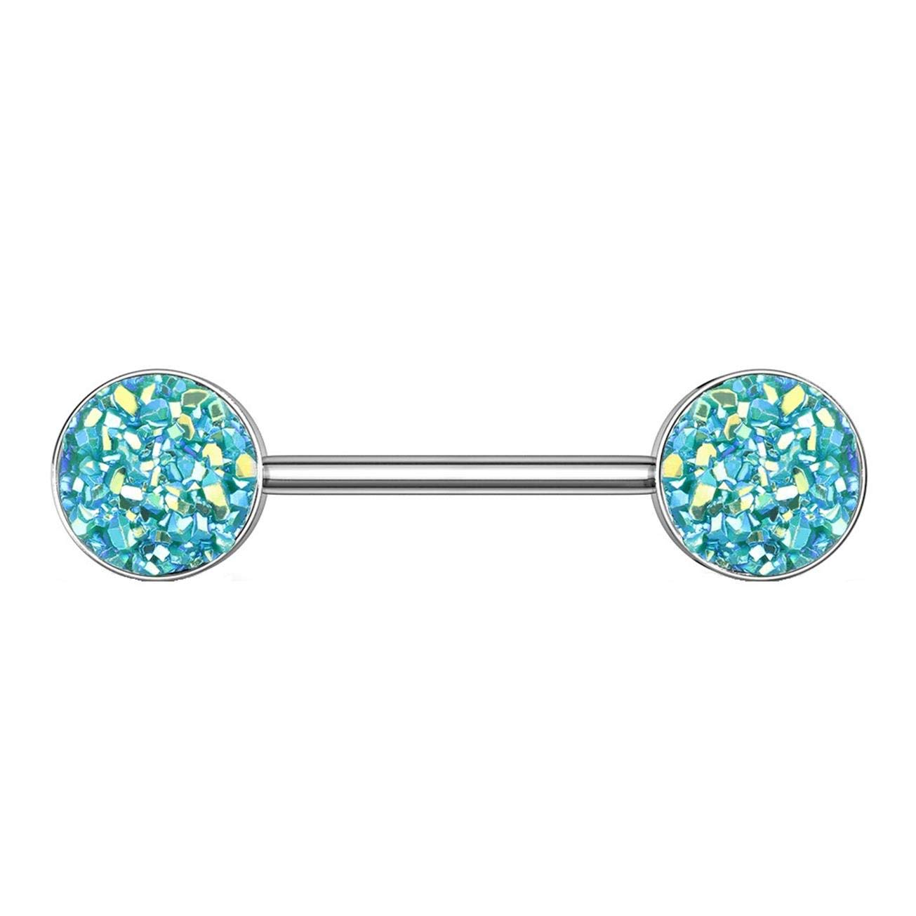 Brustwarzenpiercing Glitzer Steine Brustpiercing Nippelpiercing Chirurgenstahl Silber Multicolor Stab 1,6/14mm Stein 9mm