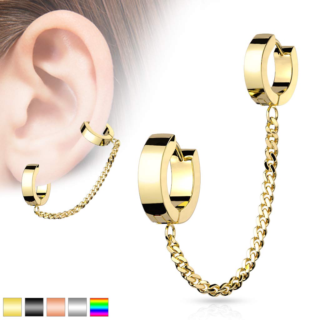 1 Knorpel Doppel-Creole Kette Cartilage Labret Piercings Tragus viele Farben Edelstahl Klick-Verschluss