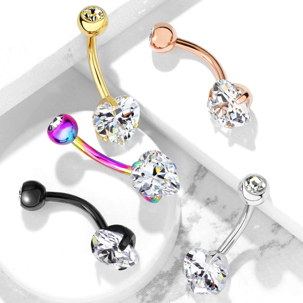 Bauchnabelpiercing ZIRKONIA Herz Nabelpiercing Chirurgenstahl Bananabell Multicolor Stab 1,6/10mm