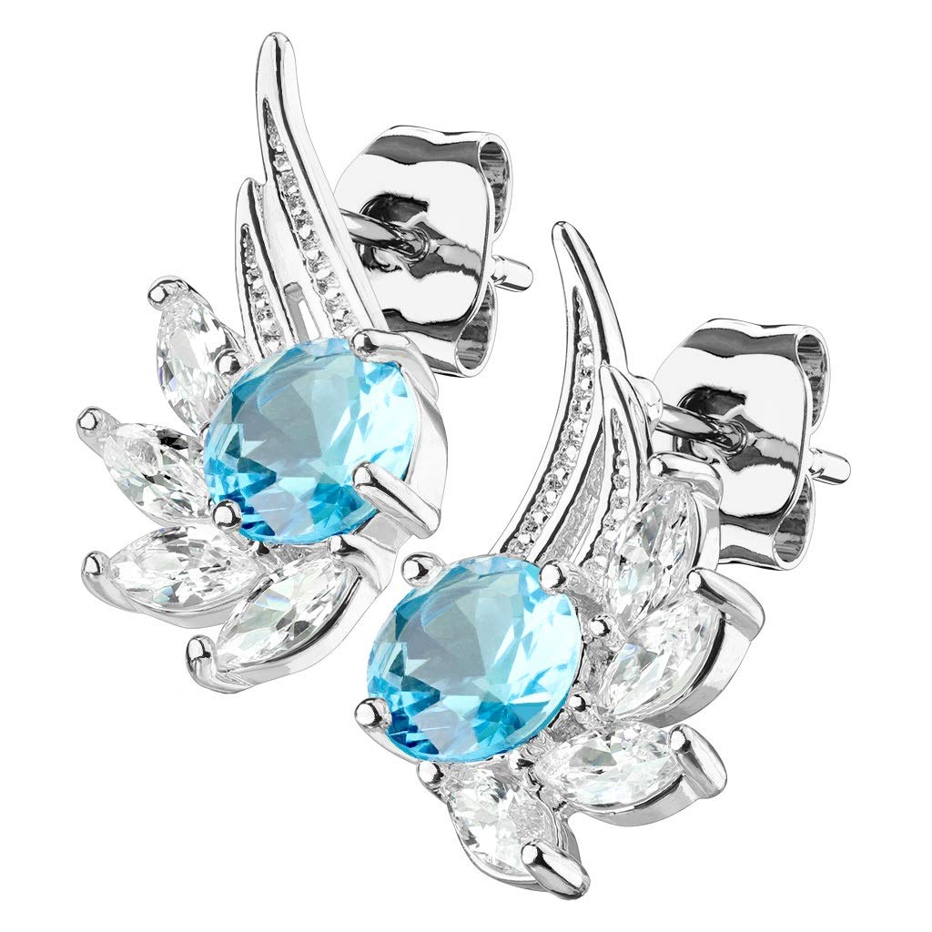 1 Paar ZIRKONIA ENGELS-FLÜGEL Ohringe Ohrringe Schmuck Ohrstecker Chirurgenstahl Silber Gold Roségold Multicolor