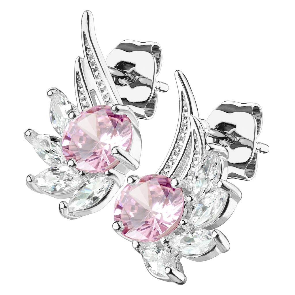 1 Paar ZIRKONIA ENGELS-FLÜGEL Ohringe Ohrringe Schmuck Ohrstecker Chirurgenstahl Silber Gold Roségold Multicolor