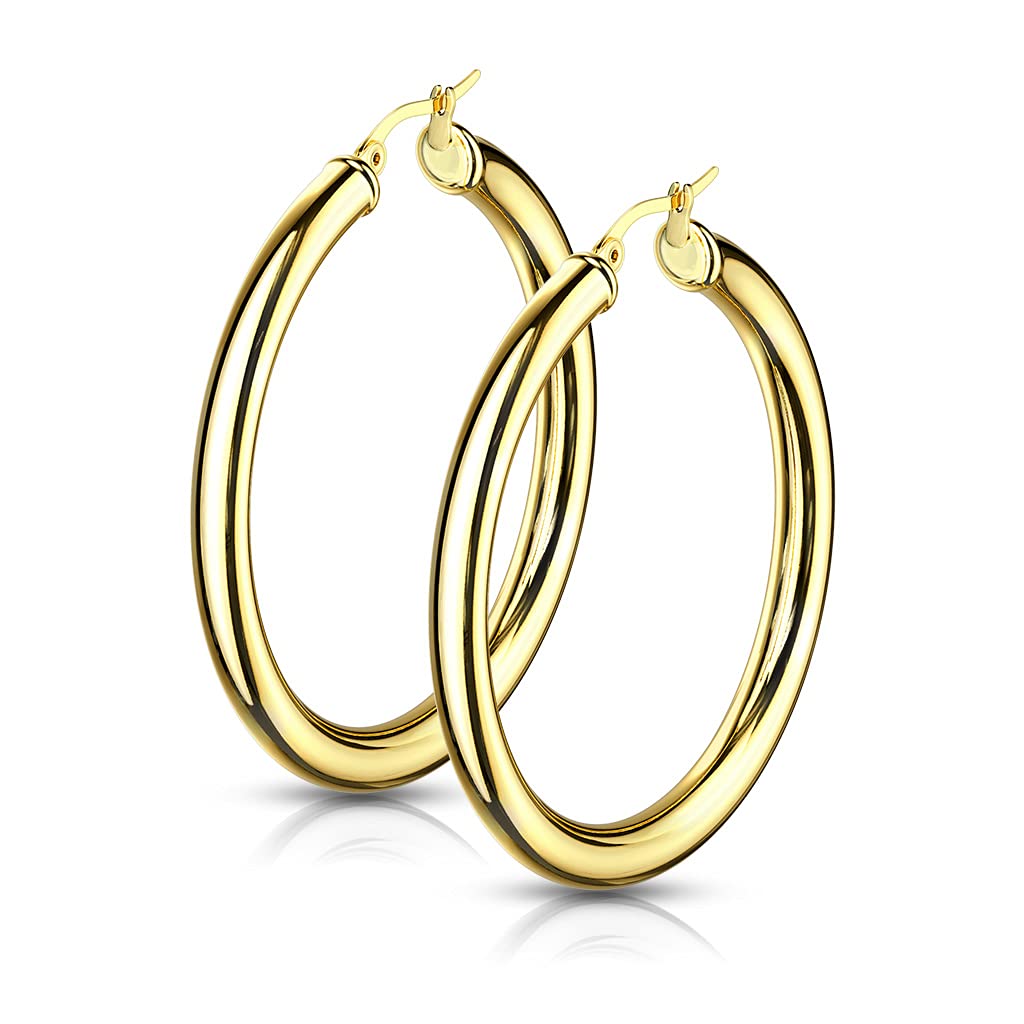 1 Paar Damen Creolen Ohrringe 5mm breit Ohrstecker Gold Roségold Silber