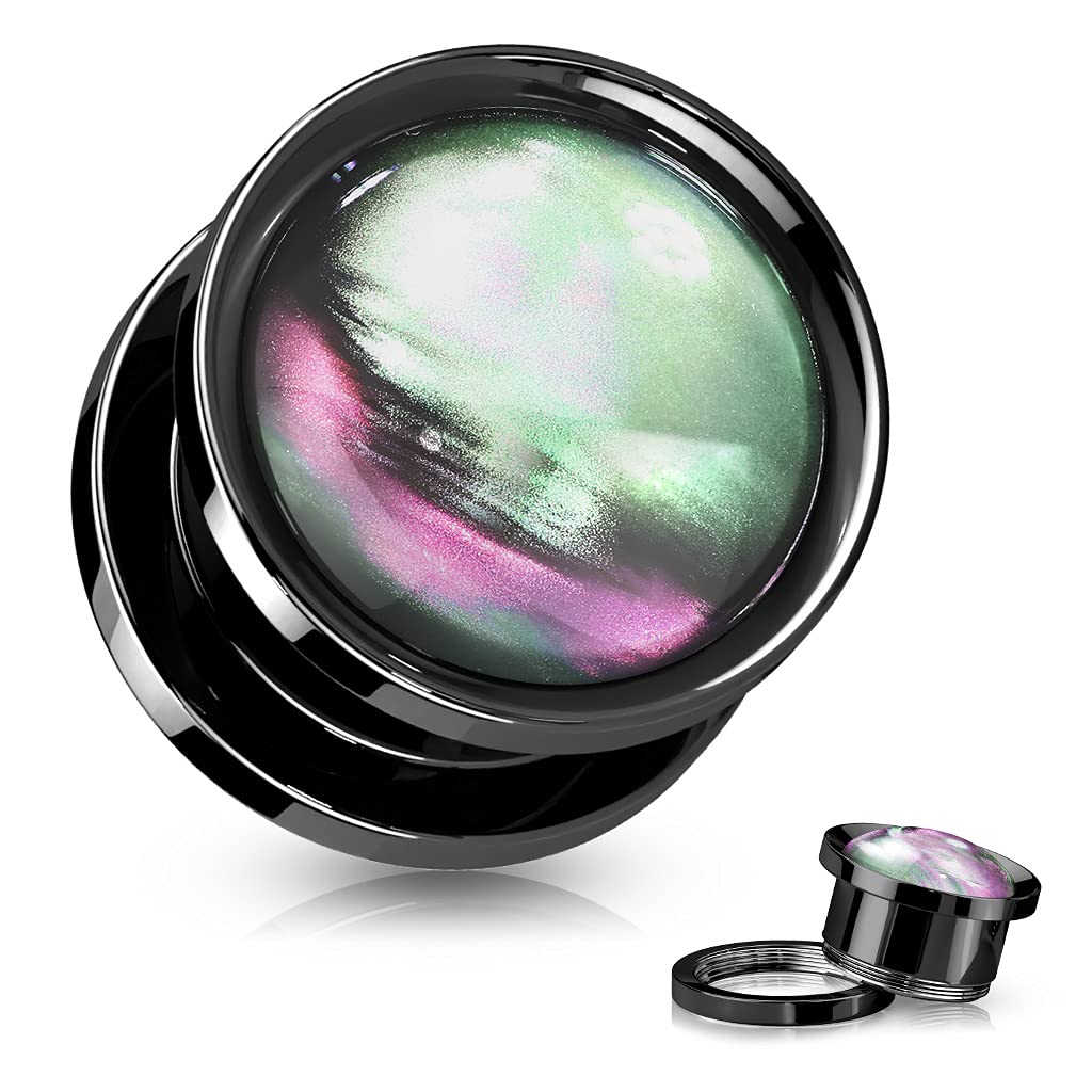Ohrplug Bunt Schwarz Ohrpiercing Chirurgenstahl Ohrschmuck Tunnel 6-16mm Schraubverschluss
