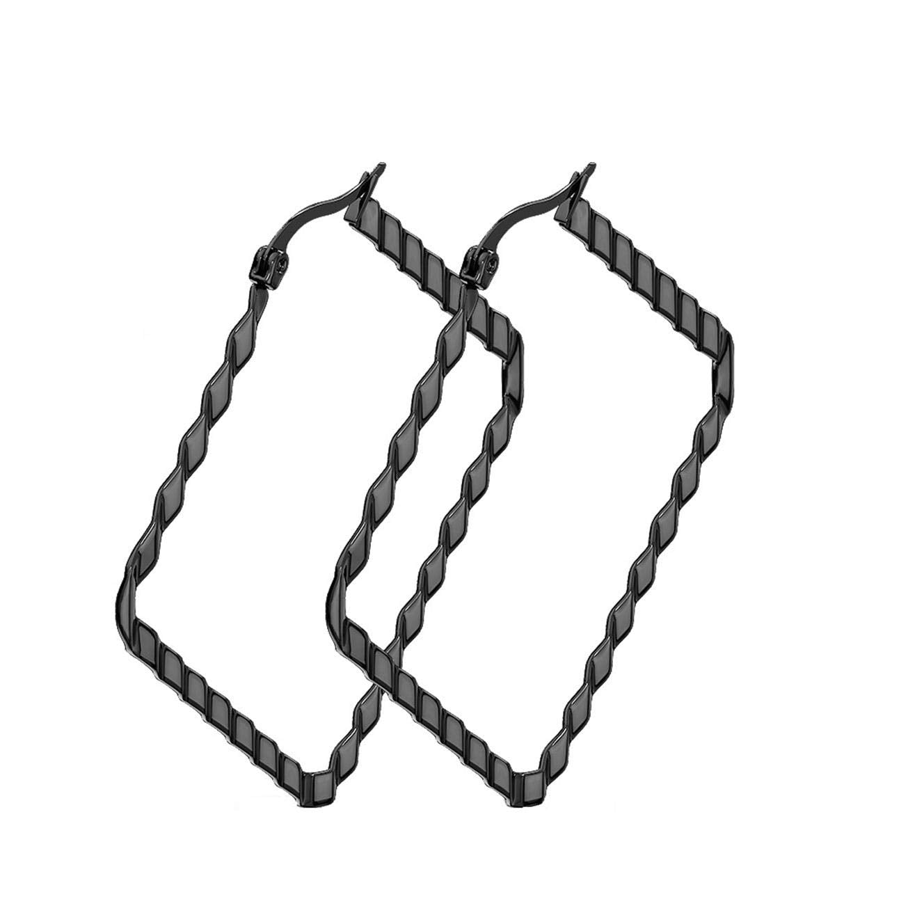 1 Paar Damen QUADRAT CREOLEN WELLEN-DESIGN Ohrringe Ohrstecker Chirurgenstahl Multicolor