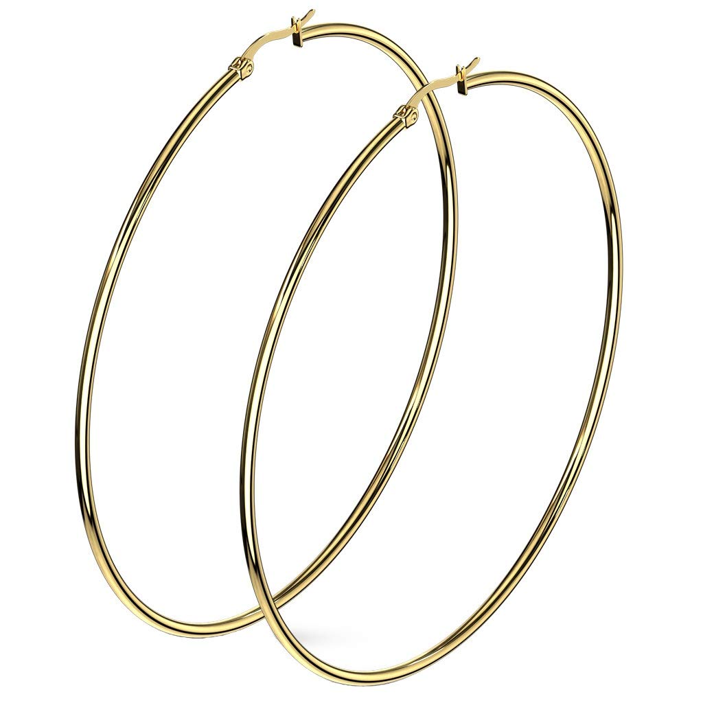 1 Paar Damen CREOLEN Ohrringe Ohrstecker Chirurgenstahl Gold 10 15 20 25 30 35 40 45 50 55 60 65 70 75 mm