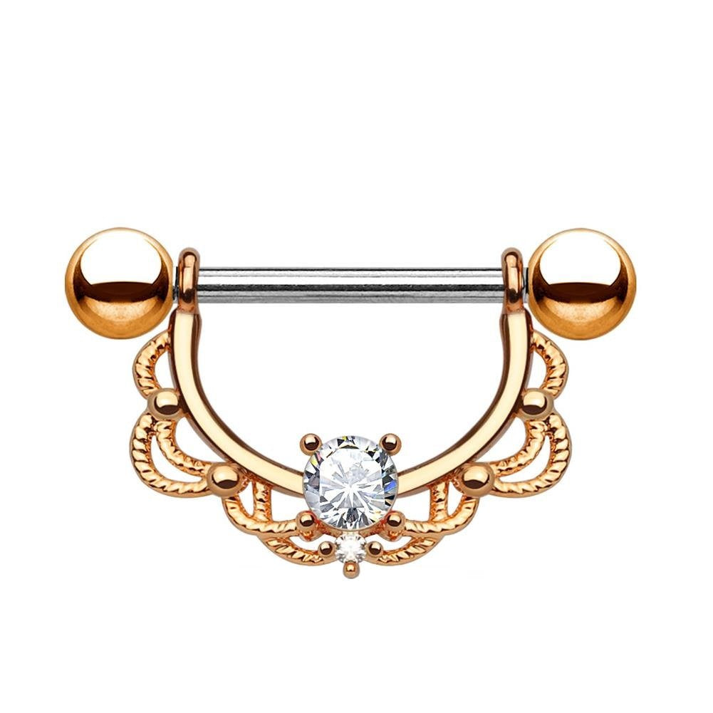 FILIGRANER Bogen Brustwarzenpiercing Intimpiercing Nippelpiercing Opal Edelstahl Gold Silber ROSÉGOLD 1,2mm / 1,6mm 16mm