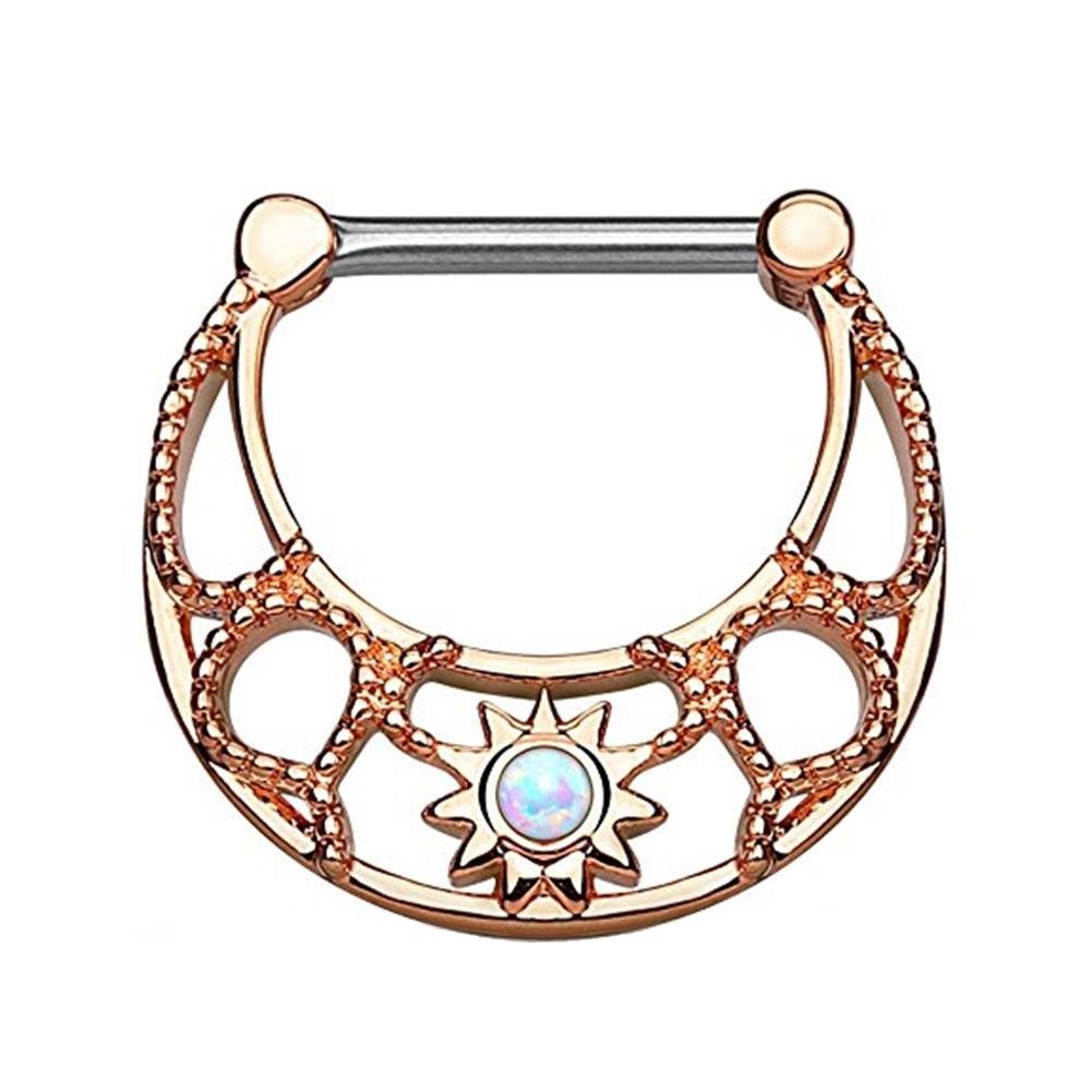 beyoutifulthings Bogen FILIGRAN Brustwarzenpiercing Intimpiercing Brustpiercing ZIRKONIA Opal Edelstahl Gold Silber ROSÈ 1,6mm 12mm KLICKVERSCHLUSS