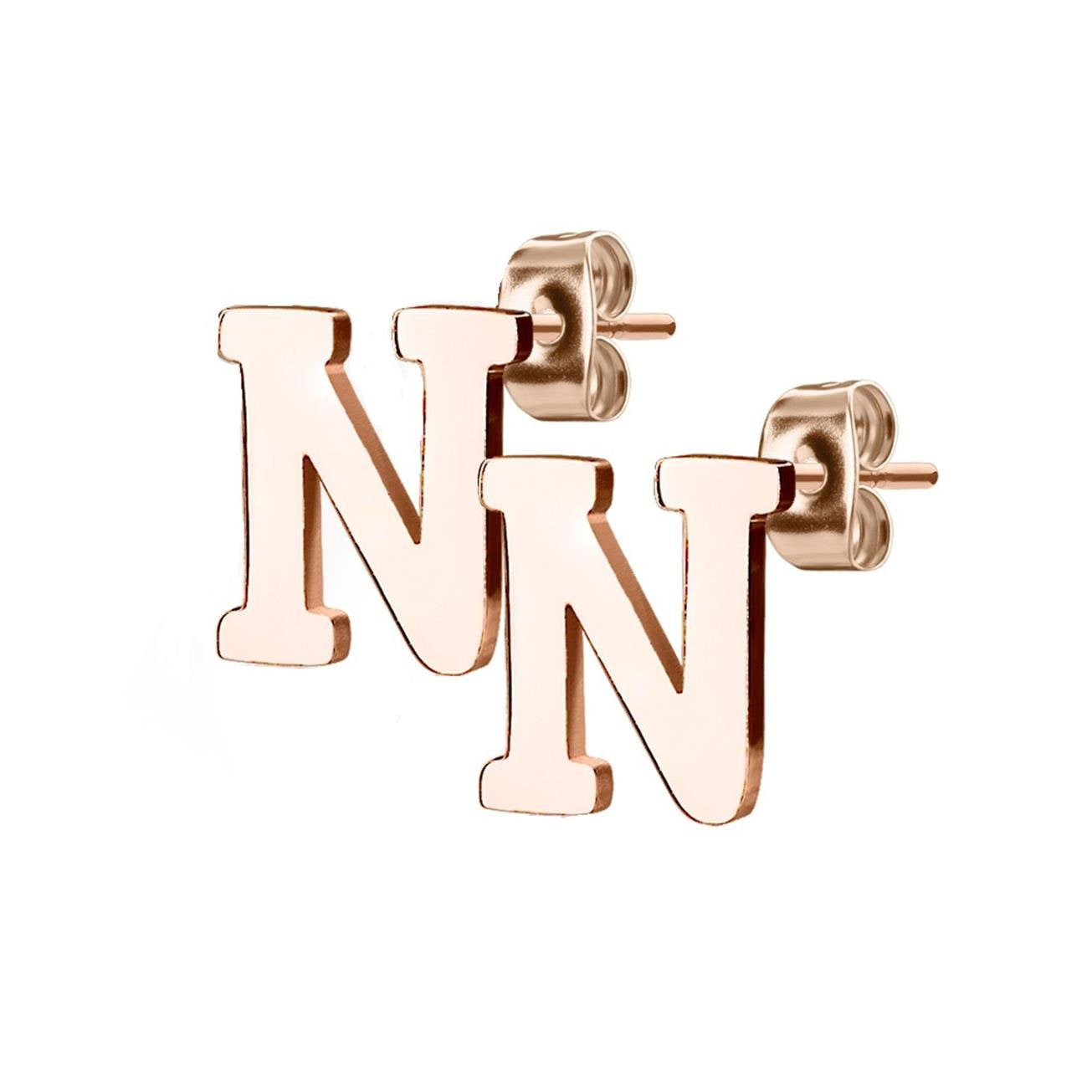 1 Paar Ohrstecker ALPHABET INITIALEN e Ohrringe Schmuck Set Edelstahl Silber Roségold