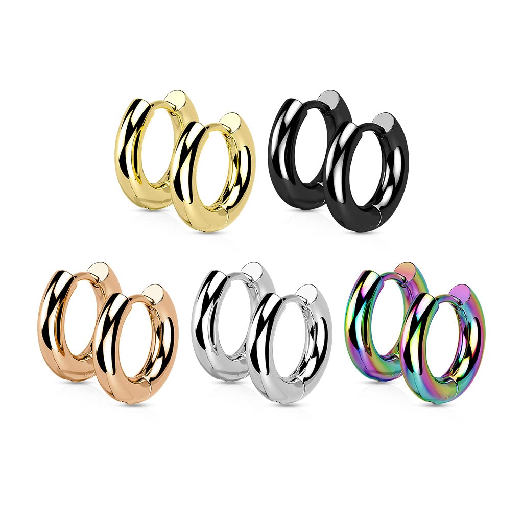 1 Paar Damen Creolen 3mm Breite 8/10mm Durchmesser Chirurgenstahl Ohrringe Ohrstecker viele Farben