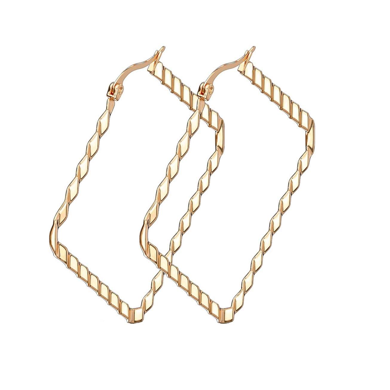 1 Paar Damen QUADRAT CREOLEN WELLEN-DESIGN Ohrringe Ohrstecker Chirurgenstahl Multicolor
