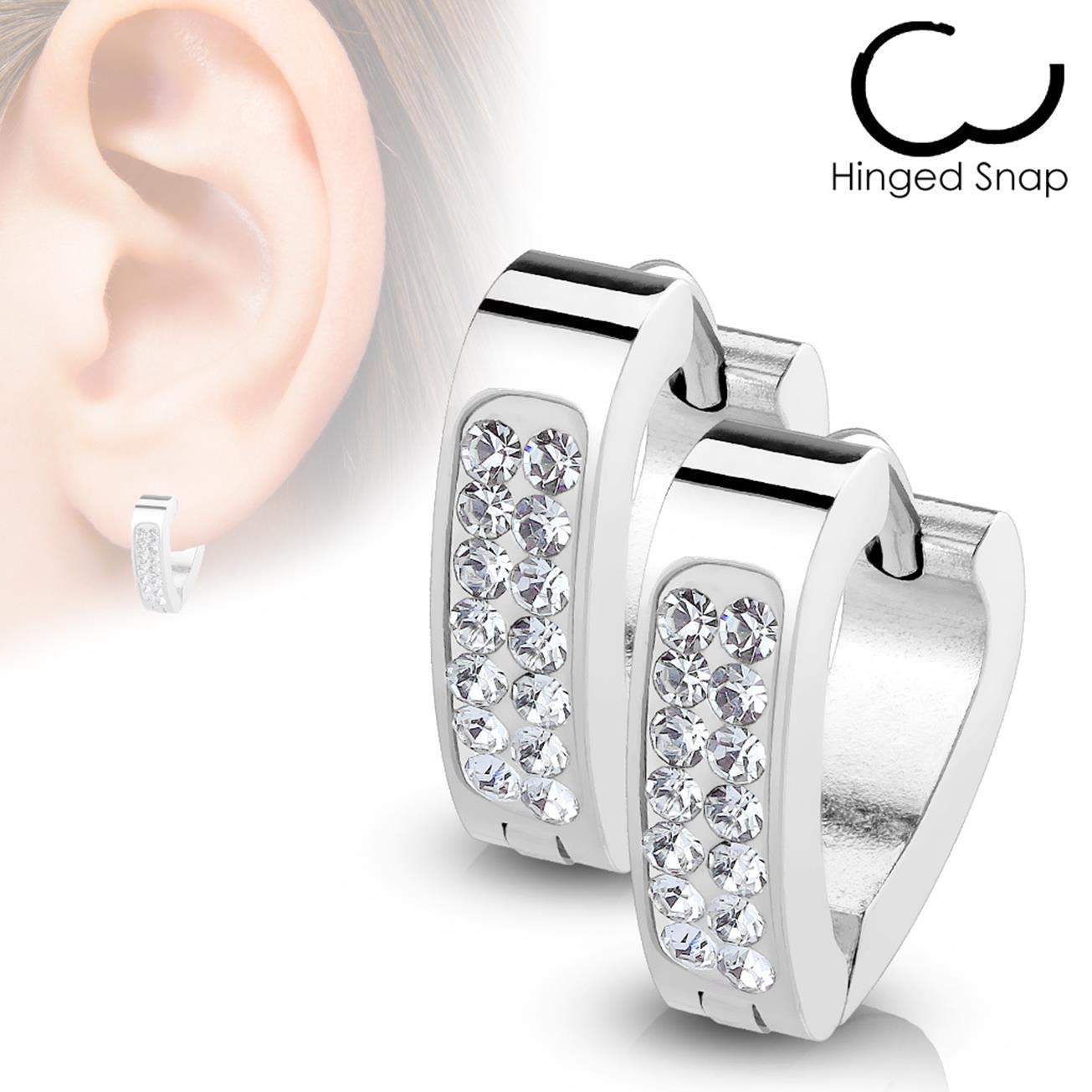Damen 1 Paar Kristall Triangel Creolen Ohrringe Schmuck Ohrstecker Chirurgenstahl Multicolor