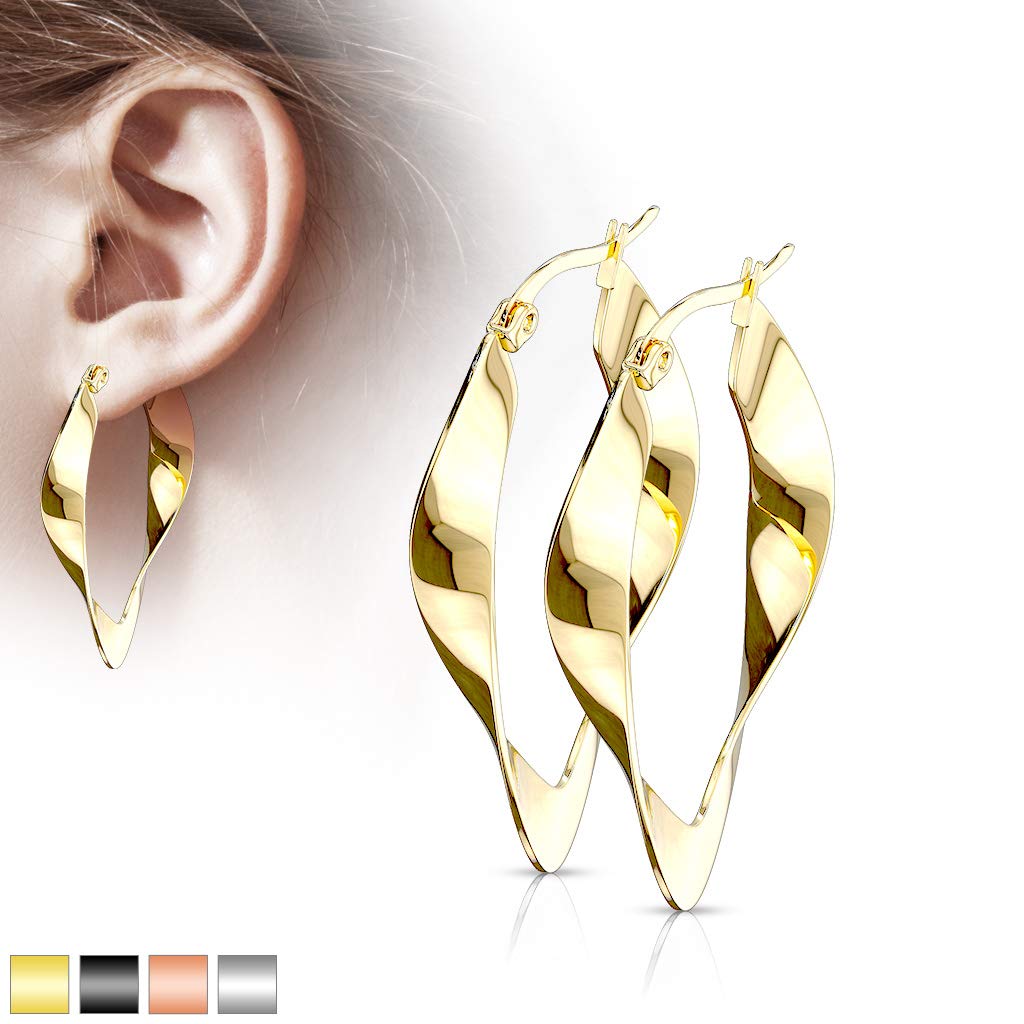 1 Paar Damen verdrehte CREOLEN OVALES-DESIGN Ohrringe Ohrstecker Chirurgenstahl Multicolor