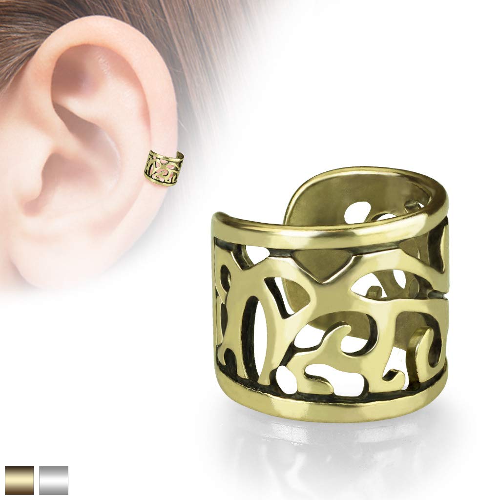 Ohrklemme VINTAGE DESIGN CUT OUT Ohrringe Ohrclip Fake-Piercing Messing Silber Gold