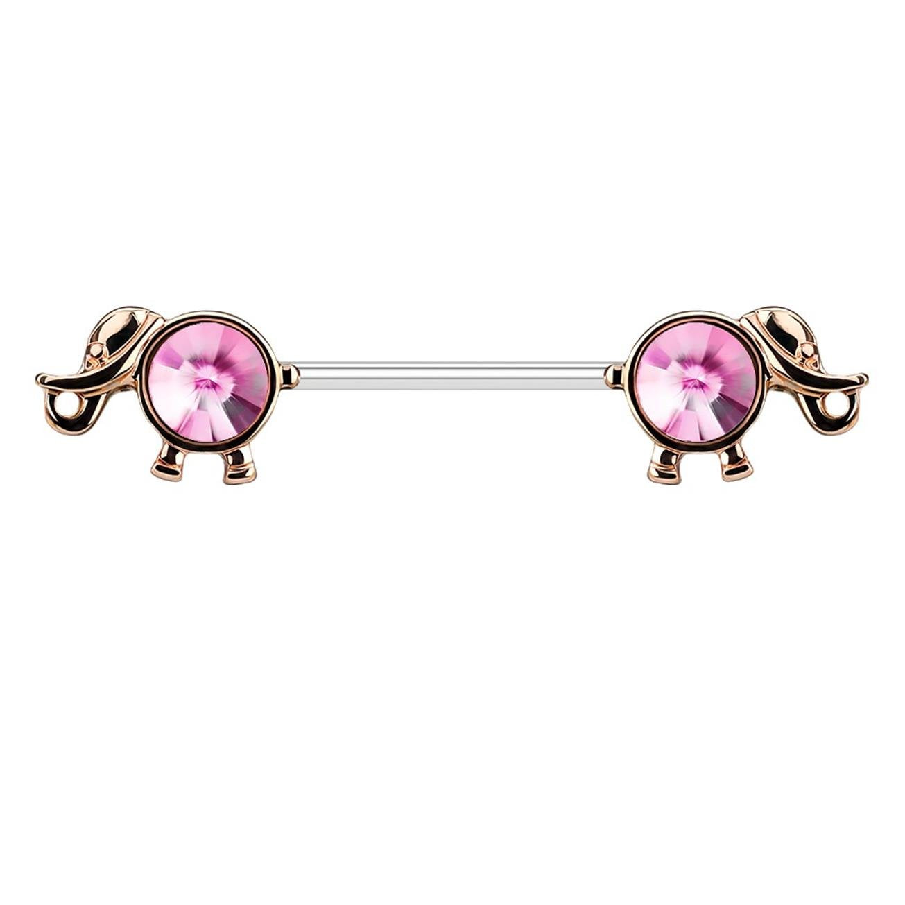 Brustwarzenpiercing Elefant ZIRKONIA Brustpiercing Intimpiercing Edelstahl Gold Silber Roségold Stab 1,6mm 14mm