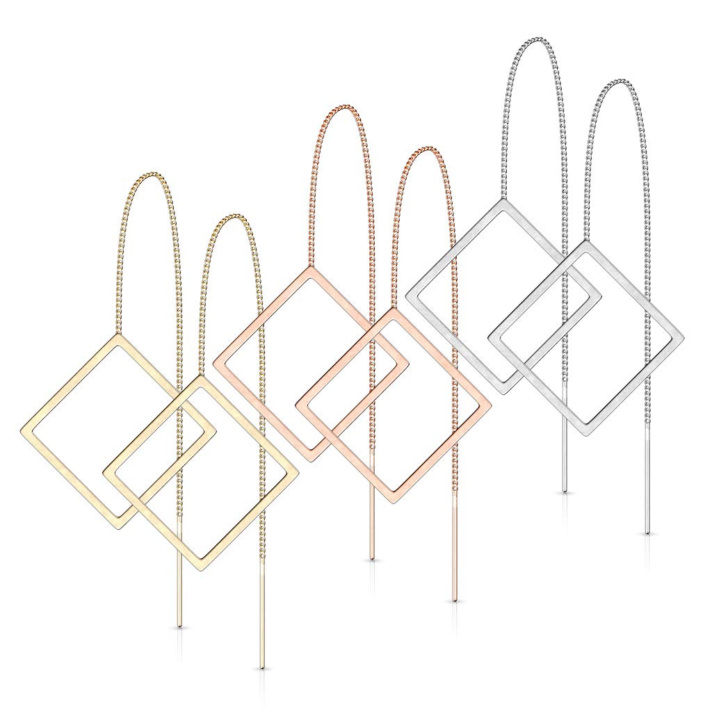 1 Paar Damen Ohrring Durchzieher Anhänger Offener Diamant Ohrringe Ohrstecker Chirurgenstahl Silber Gold Roségold