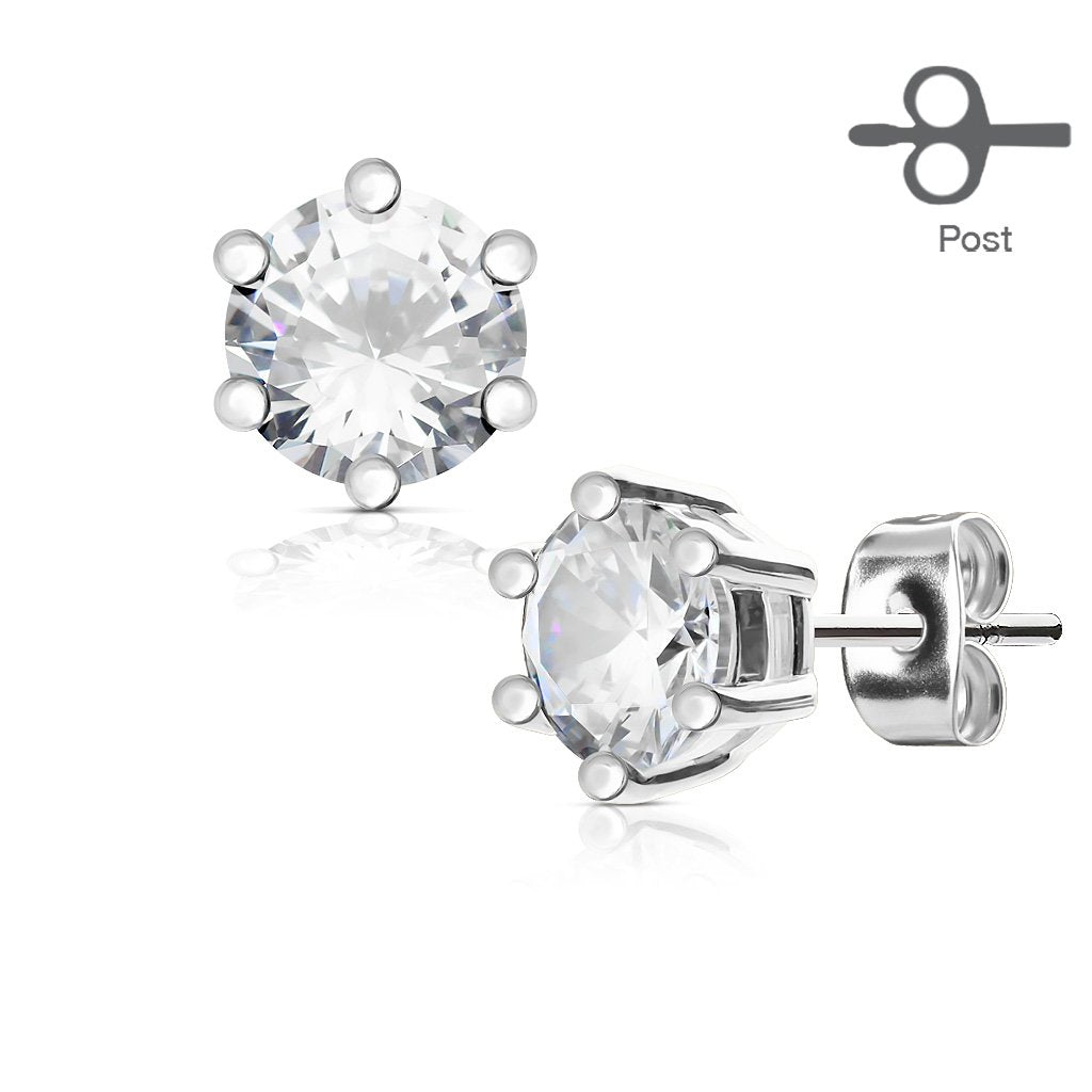 1 Paar Ohringe Ohrringe Set Stecker Edelstahl Chirurgenstahl Rund Prong Zirkonia clear gold pink aqua roségold