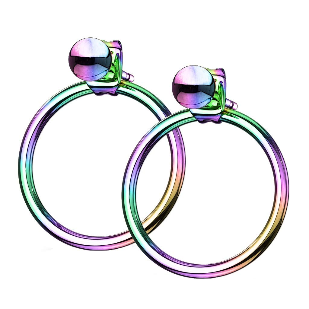 1 Paar Damen e Ring Ohrringe Ohrstecker Chirurgenstahl Multicolor