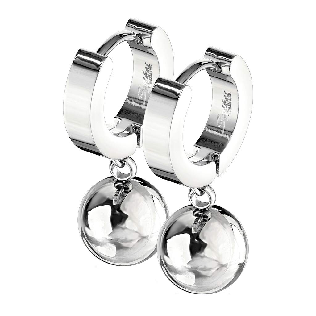 1 Paar Damen CREOLE Anhänger Kugel 8mm Ohrringe Ohrstecker Chirurgenstahl Gold Schwarz Roségold Silber Regenbogen 9mm