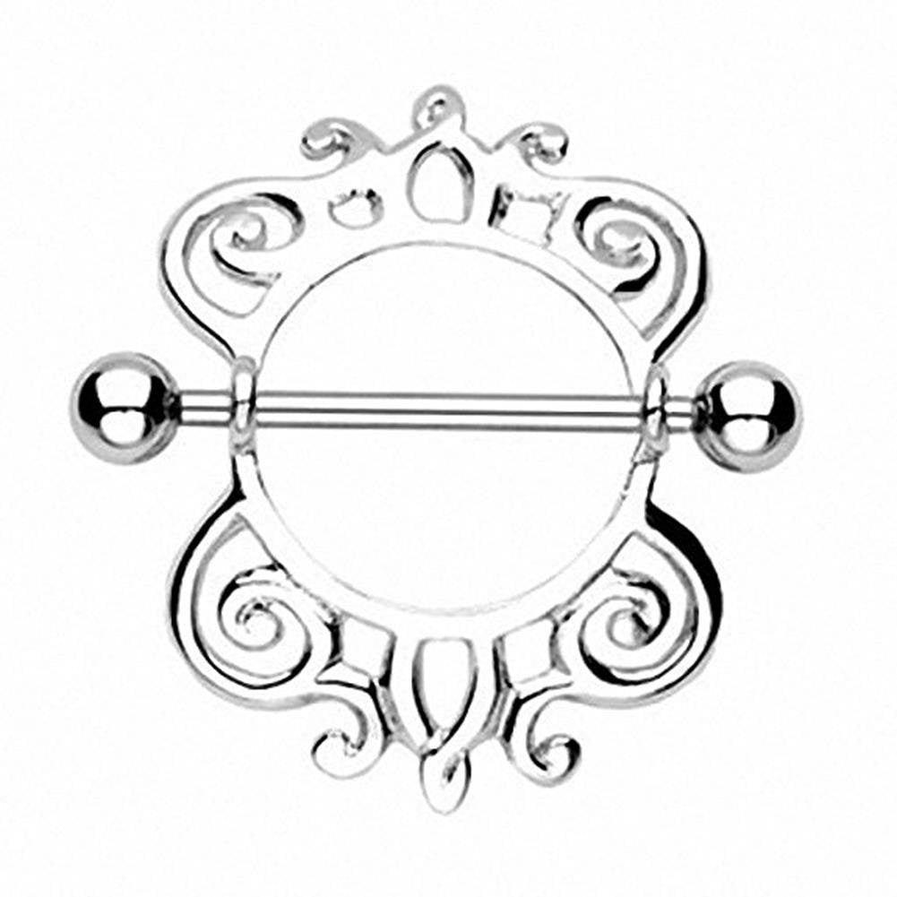 Schild Ring TRIBAL Brustwarzenpiercing Intimpiercing Brustpiercing Nippelpiercing Edelstahl Silber 1,6mm 19mm