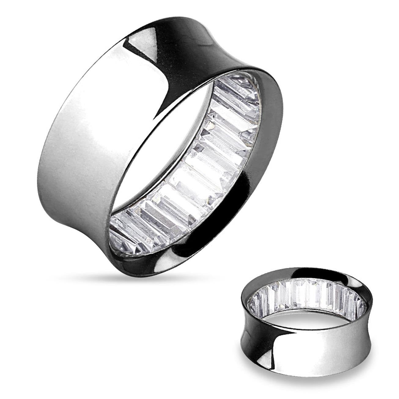 Ohrtunnel Glitzer-Steine Kristalle Ohrpiercing Ohrschmuck Chirurgenstahl Plug Sattelverschluss Silber Gold Schwarz Clear 8-25mm