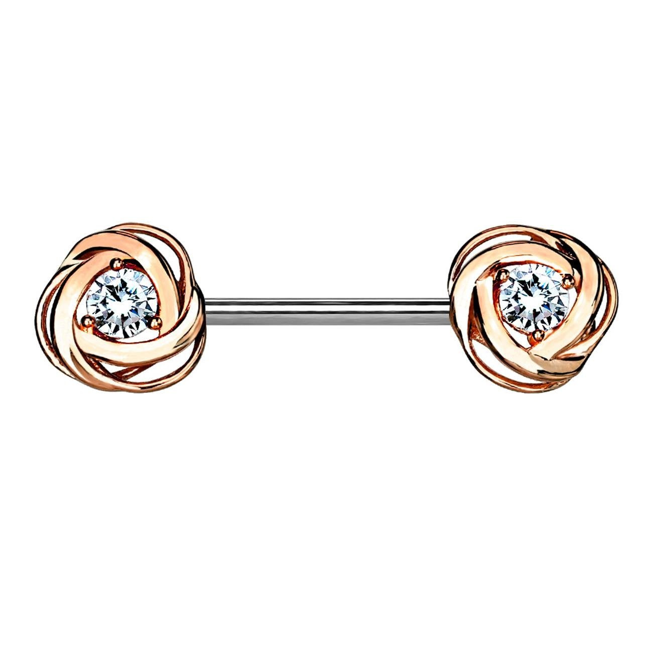 Brustwarzenpiercing 2 ZIRKONIA Rosen Brustpiercing Nippelpiercing Edelstahl Silber Roségold Gold Stab 1,6mm 14mm