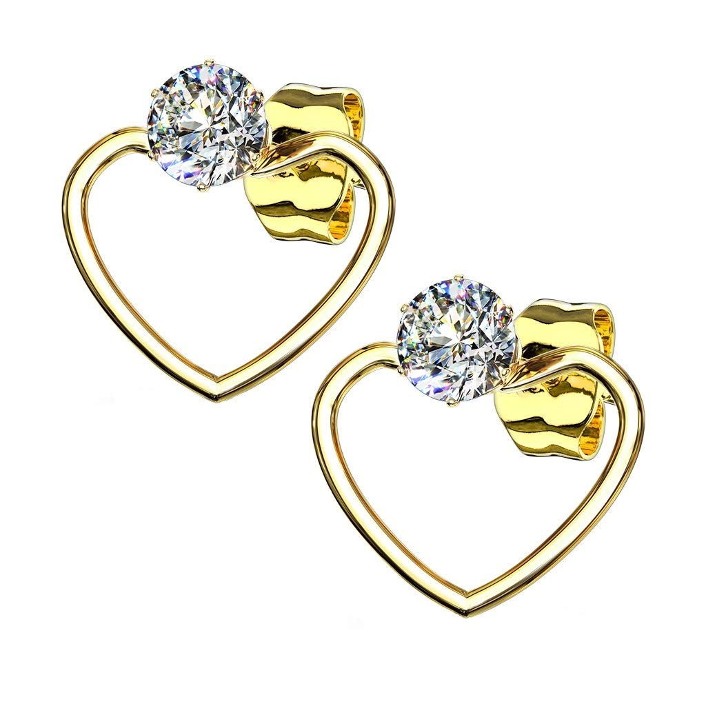 1 Paar Damen e HERZ ZIRKONIA Ohrringe Ohrstecker Chirurgenstahl Multicolor Clear