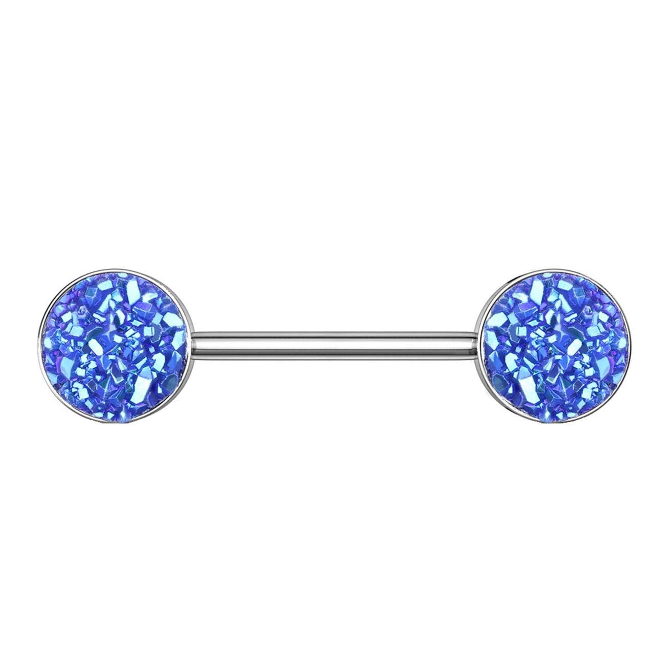 Brustwarzenpiercing Glitzer Steine Brustpiercing Nippelpiercing Chirurgenstahl Silber Multicolor Stab 1,6/14mm Stein 9mm
